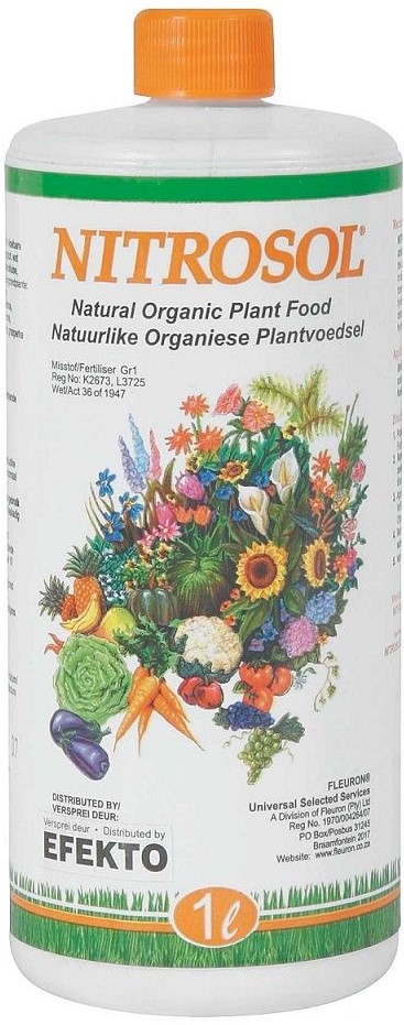 Nitrosol is a one-step colloidal liquid suspension organic based plant food.