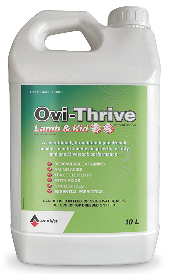 Ovi-Thrive Lamb & Kids is a liquid drench booster.