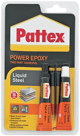 Pattex Power Epoxy is a fast setting gap filling two part adhesive which produces rigid bonds with high bond strengths.The glue line is resistant to water fuels grease and diluted acids and alkali