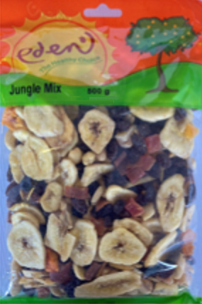 Raisins, Apricot pieces, banana chips, cashew nuts, peanuts, diced pineapple cubes, diced strawberry cubes, sultana raisins, tropical mix.