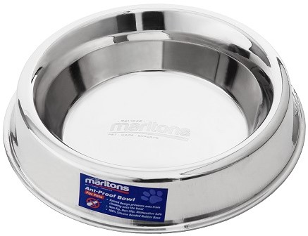Ant-resistant pet feeding bowl. Raised design prevents ants from climbing onto the bowl. Dishwasher safe. Silicone bonded rubber base.