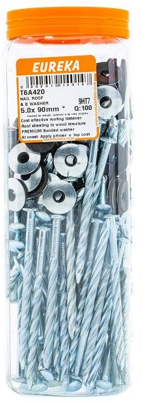 Rust resistant roofing nail with EVA sealing washer.