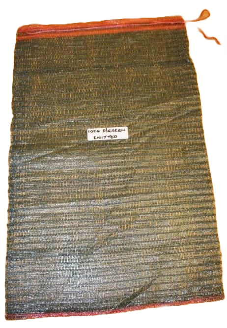 The knitted pockets are made from high-density polyethylene and are available in a large range of sizes, from 2kg to 25kg. They are also very strong and have more colours like tangerine and mandarin, available.