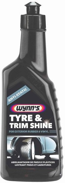 Wynn's Tyre & Trim Shine is a silicone cleaner, protector and treatment for all exterior plastics, vinyl, rubbers and tyres. Applies easily leaving exterior trim looking like new while protecting from UV. The special anti-static formula prevents dust and dirt from accumulating on treated surfaces keeping them cleaner for longer.