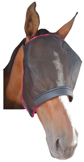 Sunglasses for your horse. Mesh prevents insects, sun damage and dust from irritating your horse's eyes. Dark non-patterned mesh is easier for your horse to see through and attracts less light. Padded equiprene material protects sensitive noses and doesn't pick up shavings/grass. Any colour binding.