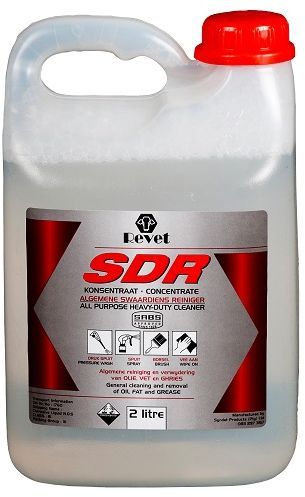 Revet SDR is a multi purpose general cleaner and degreaser. It removes oil, fat and freeze from machinery, workshop floors and kitchen equipment.