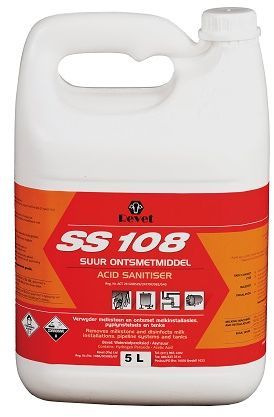 Revet Acid Sanitiser can be used to remove milk stone and disinfects milk installations, pipeline systems and tanks. Use SS108 when rinsing milking machines and tanks.
