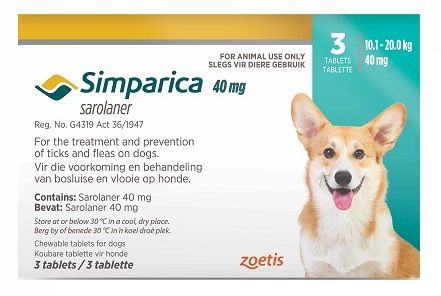 For the treatment and prevention of ticks and fleas on dogs.
