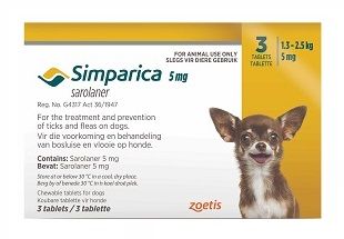 For the treatment and prevention of ticks and fleas on dogs.