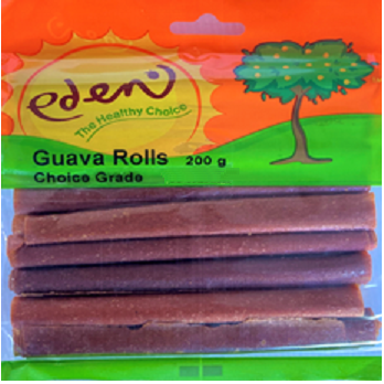Fruit rolls made with guava, pulp and sugar.