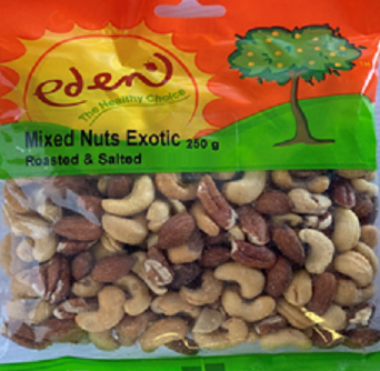 Almonds, cashews, macadamias and/or Brazil nuts, pecannuts, walnuts, salt, vegetable oil, palm fruit, antioxidant TBHQ.