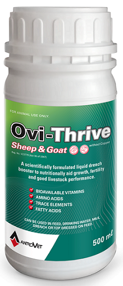 Ovi-Thrive Sheep & Goats is a concentrated liquid complementary feeding stuff.