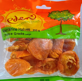 Nectarines, dried and cut in half.