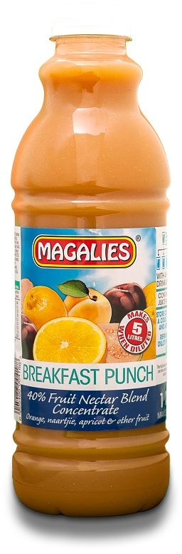 Magalies 1 Litre Breakfast Punch 40% 1+4 Fruit Nectar Concentrate