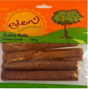 Fruit rolls made with guava, pulp and sugar.