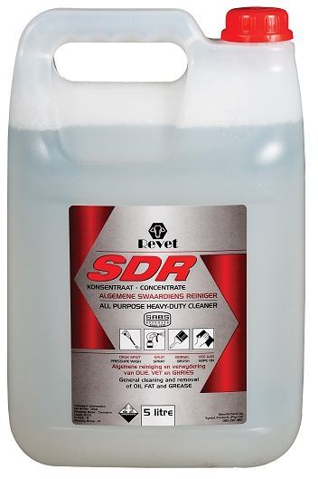 Revet SDR is a multi purpose general cleaner and degreaser. It removes oil, fat and freeze from machinery, workshop floors and kitchen equipment.