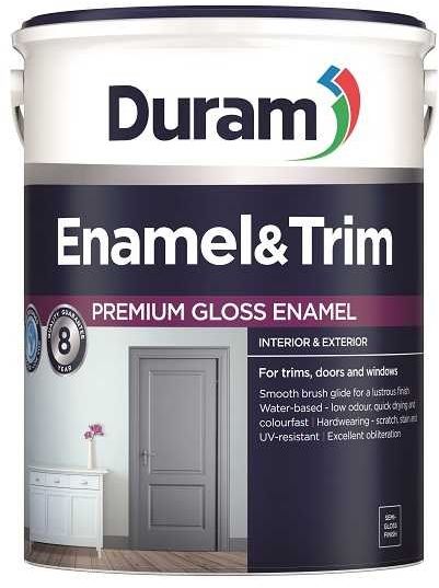 Premium Gloss Enamel, with a 8-year quality guarantee. For trims, doors and windows, smooth brush glide for a lustrous finish, water based, low odour, low VOC, quick drying and colourfast. Hardwearing, scratch, stain and UV resistant. Excellent obliteration, semi gloss finish, available in classic standard colours and can be tinted.