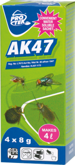 A wettable powder contact insecticide in a water soluble sachet for the control of household pests. Controls bedbugs, cockroaches, flies and mosquitoes. Packed in a water soluble sachet, no measuring/handling of product. Spray around work surfaces, on walls, furniture, curtains etc.