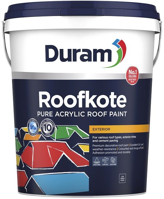 For various roof types, exterior trims and cement paving. Excellent UV and weather resistance  resists fading and chalking. Colourfast  long lasting colour. Shrugs off dirt on roofs. Adhesion promoted with excellent durability to withstand varying temperatures. APEO free - safe for non-potable rainwater harvesting and aquatic life. Excellent obliteration. This product has a 10 year Quality Guarantee. A premium pure acrylic roof paint that provides highly attractive, all-weather protection.