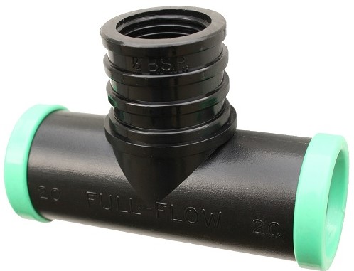 FFull Flow® compression fittings are the industry standard for easy, trouble free and leak-proof connections. They are simple and efficient to use. Just push the pipe into the fitting until it hits the pipe stop inside. Full Flow® compression fittings are manufactured from engineering grade ABS material for toughness and strength and are made to fit SABS spec class 3 polypipe (LDPE). They are available in 4 sizes: 13mm, 15mm, 20mm and 25mm. All Full Flow® fittings have colour coded rings to easily identify their size and like all Microjet® products have their name proudly emblazoned on their bodies. This fitting is used for connecting a polypipe to a B.S.P. threaded pipe or fitting. If it Doesn't say Full Flow®  Then it isn't.
