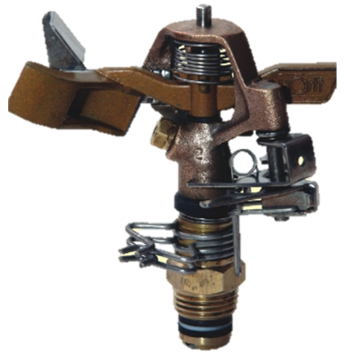 Overhead sprinkler with ½ or ¾ BSP male threaded connection and 23 Degree trajectory angle. Body and arm are made of bronze for durability. Primarily used in irrigation by overhead irrigation solid set systems  portable or permanent.