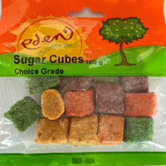 Fruit cubes (pear, peach, apricot), sugar, flavourants, colourants, acidifier.