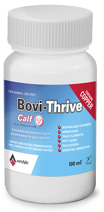 Bovi-Thrive Calf is a concentrated liquid complementary feeding stuff.