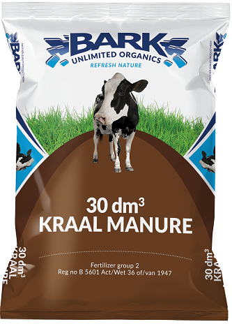 Naturally composted weed free screened kraal manure does not burn plants; well composted. Available sizes: Bags: 30dm³ Bulk; 1m³, 2m³, 6m³, 10m³ to 30m³ and 60m³. Weed free manure from feedlots are composted to ensure a premium quality product. Used for digging into soil to revitalize depleted soil. Will also help to build up the structure of soils to increase water holding capacity and prevent nutrients from being leached out.