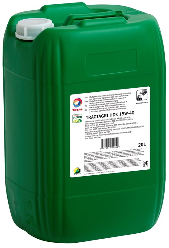 TOTAL TRACTAGRI HDX 15W-40 has high thermal stability ensuring efficient lubrication of hot engine pieces during severe and long working periods, especially in summer. Its excellent oxidation resistance guarantees proper lubrication during the oil life, particularly in recent engines with longer oil drain intervals.