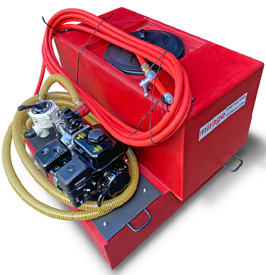 The Mirage Low pressure 600L fire fighter is designed for fighting various types of fires from grass fires to bush fires. It can also be used for transferring water and similar applications. The lightweight, easy to lift and load, fast-reaction fire fighter has a 600L water tank, The low pressure pump allows you to spray a jet of water a distance of well over 20 metres and can be adjusted to a wide spray jet also for wetting down after fires. Fitted with a Honda GP160  163cc engine, it offers the customer longevity and quality that is synonymous with the Honda engine brand. A 5.5HP high-torque engine, it is ideally suited to working in harsh conditions. Designed from the ground up, the tank is a unique, moulded Polyethylene unit that will fit on most, if not all, bakkies and double cabs. Compact in its design and with a low centre-of-gravity it keeps the weight of the unit low and prevents the rolling and out-of-control feeling that is associated with other high tank designs.