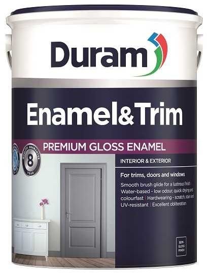 Premium Gloss Enamel, with a 8-year quality guarantee. For trims, doors and windows, smooth brush glide for a lustrous finish, water based, low odour, low VOC, quick drying and colourfast. Hardwearing, scratch, stain and UV resistant. Excellent obliteration, semi gloss finish, available in classic standard colours and can be tinted.