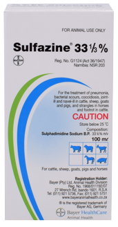 For the treatment of pneumonia, bacterial scours, coccidiosis, joint ill and navel ill in cattle, sheep, goats and pigs, and strangles in horses and foot rot in cattle.