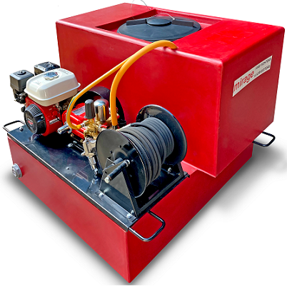 The Mirage High pressure 600lt fire fighter is designed for fighting grass fires and for wetting down after fires, and preparing fire-breaks also. The lightweight, easy to lift and load, fast-reaction fire fighter has a 600L water tank, The high pressure pump allows you to spray a fine mist a distance of up to 20 metres and can be adjusted to a wide spray mist also. Fitted with a Honda GP160 - 163cc engine, it offers the customer longevity and quality that is synonymous with the Honda engine brand. A 5.5HP high-torque engine, it is ideally suited to working in harsh conditions. Designed from the ground up, the tank is a unique, moulded Polyethylene unit that will fit on most, if not all, bakkies and double cabs. Compact in its design and with a low centre-of-gravity it keeps the weight of the unit low and prevents the rolling and out-of-control feeling that is associated with other high tank designs.