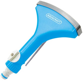 Fan sprayer with ground spike, providing a wide-angle, gentle sprayperfect for lawns and flower beds.