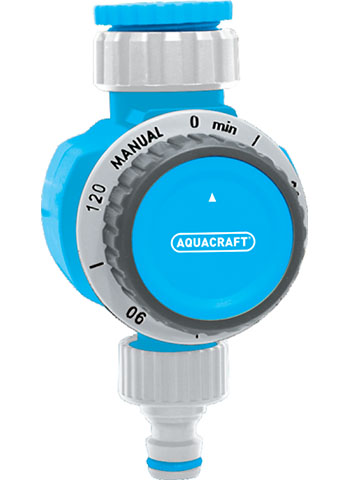 Watering time from 15 min. to 120 min. Switch is covered by non-slip rubber for comfort and easy use. No batteries required. For taps with a 26.5mm (3/4") or 33.1mm (1") thread.