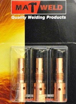 The tip adaptor is a secondary consumable that holds the contact tip.