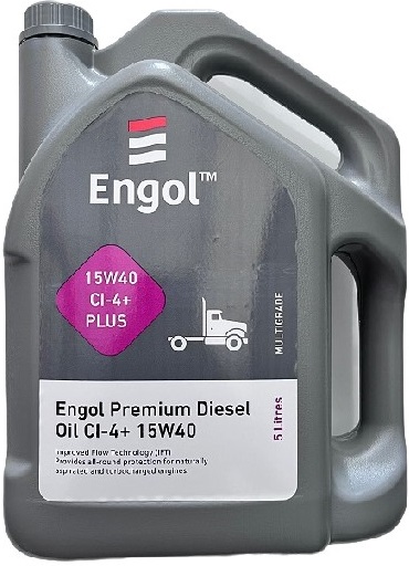 An advanced high performance multi grade oil. Provides a high level of wear protection and ensures superior cleanliness at extended drain intervals. Engol Premium Diesel Oil 15W40 CI-4+ offers excellent control over soot induced wear.