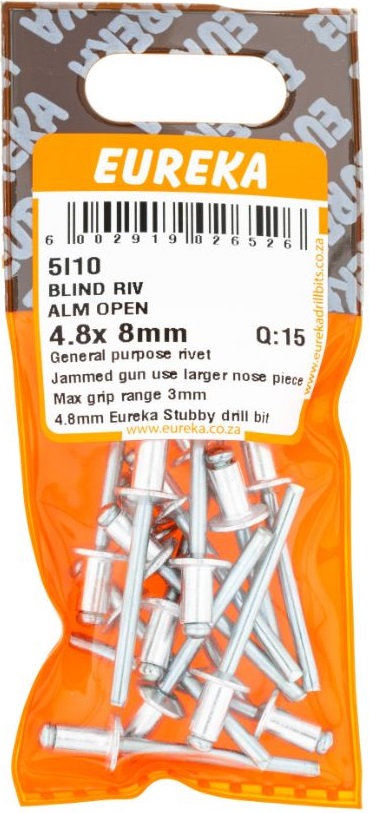A rivet is a fastener, consisting of a body and a mandrel, used to attach thin pieces of material to thin pieces of metal. A rivet works by drilling a same-sized hole through both materials which coincide with the thickness of the rivet. The mandrel part of the rivet is then placed into the nose-piece of a rivet gun, where after the body part is placed through the holes in the workpiece. The handles of the rivet gun are then squeezed multiple times until the mandrel breaks off, leaving the body part securing the workpiece together.