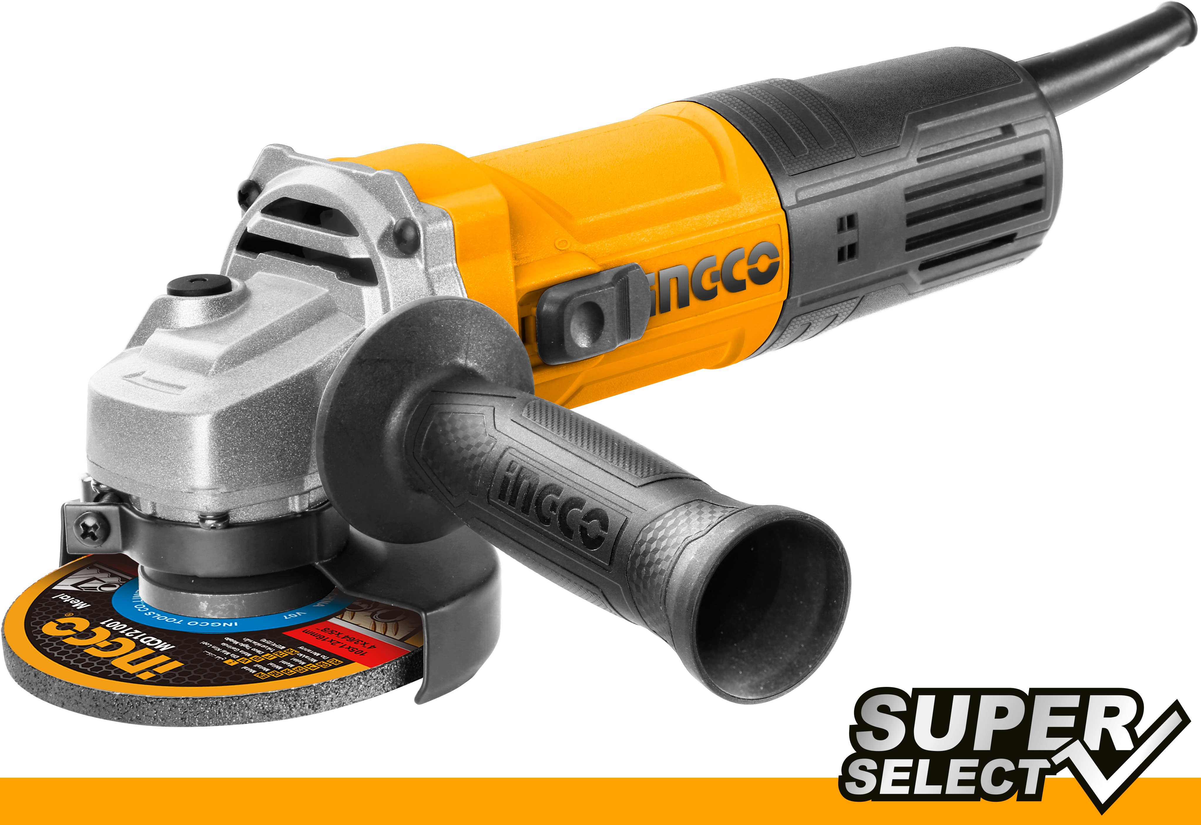 Voltage:220-240V~50/60Hz. Input power:750W. No-load speed:12000rpm. Disc diameter:115mm. Spindle thread:M14. With 1pcs auxiliary handle. Disc not included. Packed by colour box.
