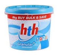HTH Chlorine.Granular Chlorine.Non - stabilised.Kills algae and bacteria.Now gentler on skin.Now faster dissolve. Can be used as Shock Treatment.