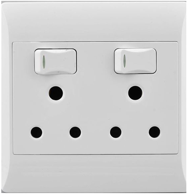 16A Switch socket cover, 4 x 4 double, White.