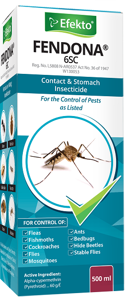A long lasting suspension concentrate contact and stomach insecticide for The control of flies, Cockroaches (American and German), bed bugs, fleas, fish moths, mosquitoes, hide beetles and larvae, stable flies, Ants and alphitobius larvae and beetles.