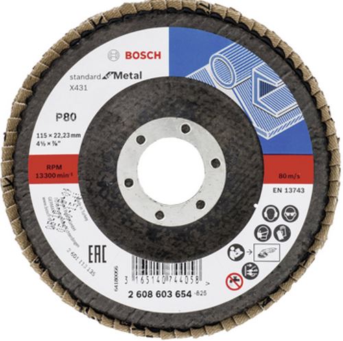 Flap Disc Standard for Metal 115mmx22x23mm 80 Angled Robert Bosch.