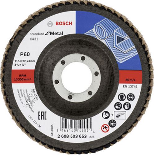 Flap Disc Standard for Metal 115mmx22x23mm 60 Angled Robert Bosch.