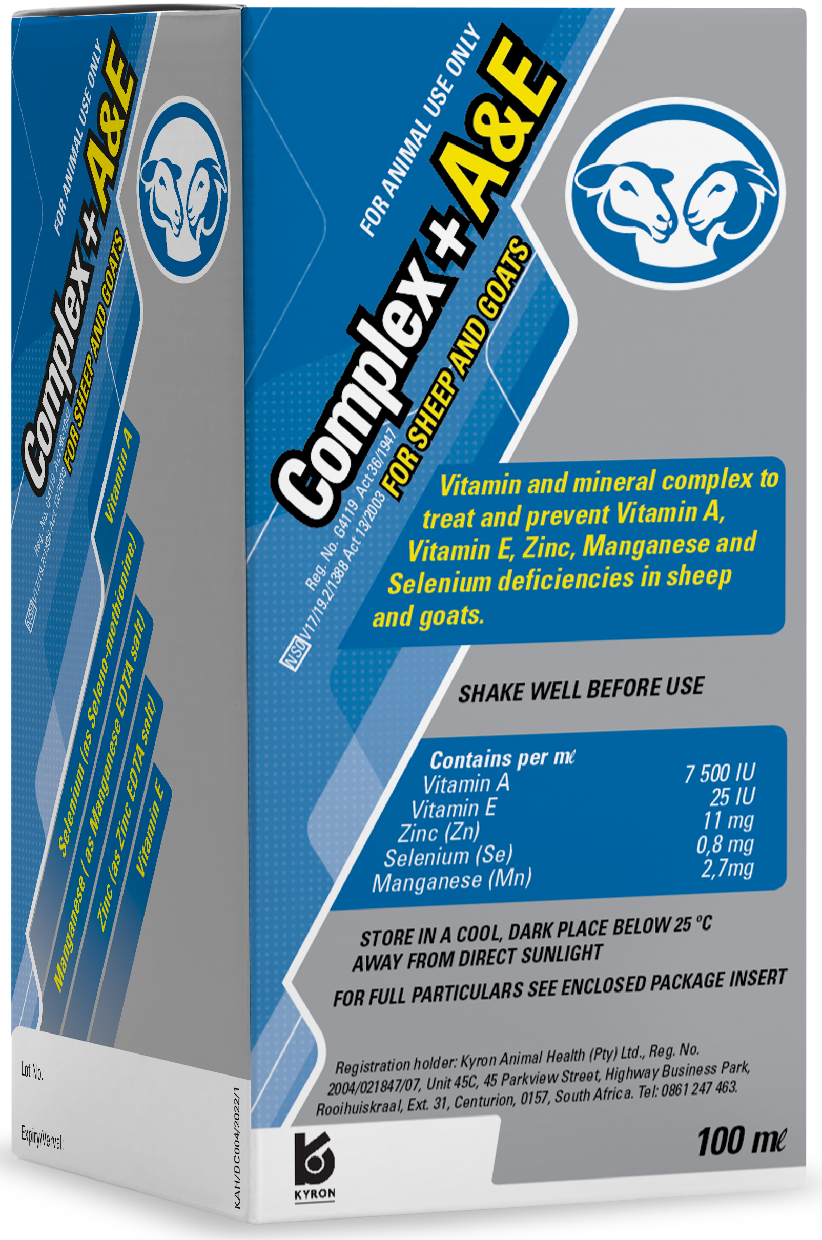 An ideal balanced combination of minerals and vitamins for the treatment and prevention of vitamin A, vitamin E, Zinc, Manganese and Selenium deficiencies in sheep and goats.