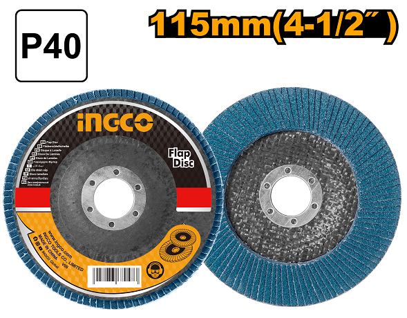 Size: 115 mm (4-1/2") x 22.2 mm (7/8"), P40. Made from premium quality aluminium oxide grain. Max speed: 13 300 r/min. Suitable for high steel, steel, cast iron, and sheet steel. Packed by label.