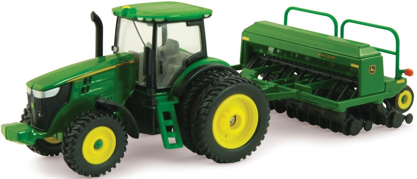 Toy Fun Tractor 7215R with 1590 Grain Drill 1:64 45433 John Deere