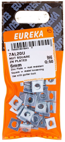 Nut Eureka Square Zinc Plated 7AL20U 6mm QTY50