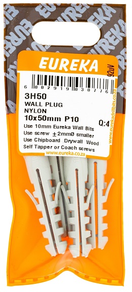 Plug Eureka Nylon Wall 3H50 10mmx50mm QTY4