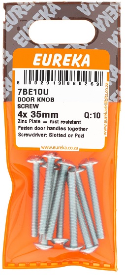 Screw Eureka Door Knob 7BE10U 4mmx35mm QTY100